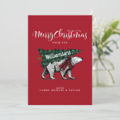 Prettig kerstfeest Oude Poolbeer Boom Levering Feestdagenkaart (Staand voorkant)