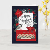 Prettig kerstfeest Ouders | Antieke typemachine Kaart (Gele Bloem)