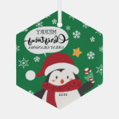 Prettig kerstfeest Oudoma Penguin Glas Ornament (Achterkant)