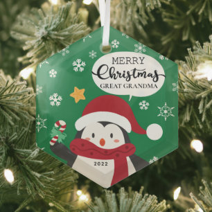 Prettig kerstfeest Oudoma Penguin Glas Ornament