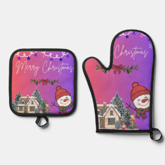 Prettig kerstfeest ovenwant & pannenlap set