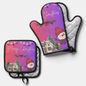 Prettig kerstfeest ovenwant & pannenlap set (Voorkant / Achterkant)