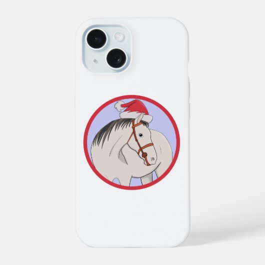 Prettig kerstfeest paard iPhone 15 case (Achterkant)