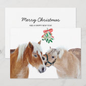 Prettig kerstfeest Paard Maretak Paardachtig Cute Feestdagenkaart (Voorkant / Achterkant)