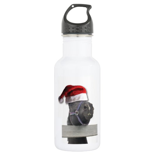 Prettig kerstfeest Paard Waterfles (Voorkant)