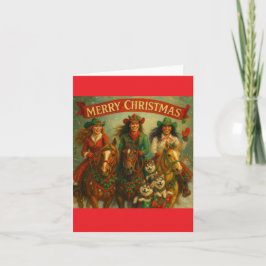Prettig kerstfeest paarden en vrienden kaart
