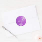 Prettig kerstfeest Paars Witte Sneeuwvlok Minimali Ronde Sticker (Envelop)