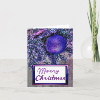 Prettig kerstfeest Paarse Boom Retro Vouwkaart Kaart
