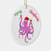 Prettig kerstfeest Paarse Kerstman Octopus Keramisch Ornament (Rechts)