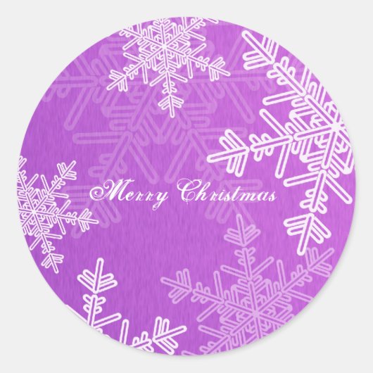 Prettig kerstfeest Paarse Sneeuwvlok Minimalistisc Ronde Sticker (Voorkant)
