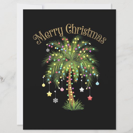 Prettig kerstfeest Palmboom Licht Nieuwjaar Tropis (Voorkant)