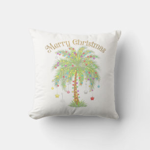 Prettig kerstfeest Palmboom Licht Nieuwjaar Tropis Kussen