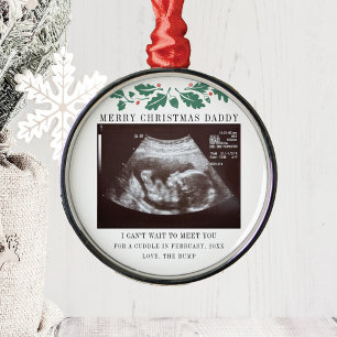 Prettig kerstfeest Papa zwangerschapsecho Metalen Ornament