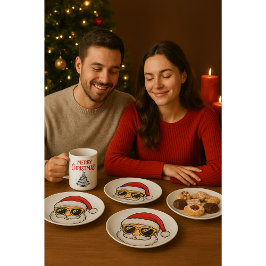 🎄 Prettig kerstfeest papieren borden | Festieve f Bordje