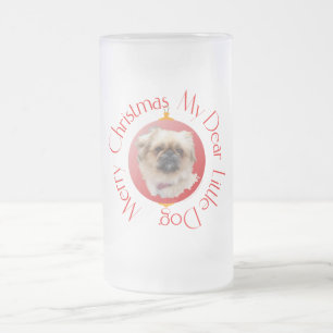 Prettig kerstfeest Pekingees Matglas Bierpul