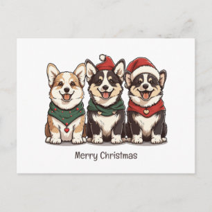 Prettig kerstfeest Pembroke Welsh Corgi honden Feestdagenkaart
