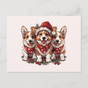 Prettig kerstfeest Pembroke Welsh Corgi Puppies Briefkaart