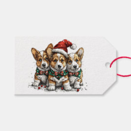 Prettig kerstfeest Pembroke Welsh Corgi Puppies Cadeaulabel