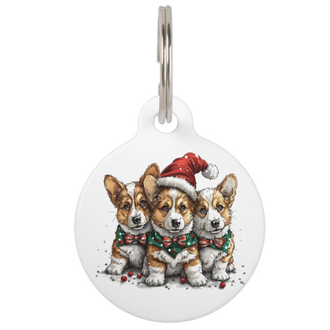 Prettig kerstfeest Pembroke Welsh Corgi Puppies Huisdierpenning (Voorkant)