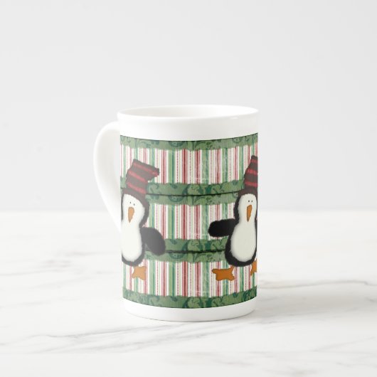 Prettig kerstfeest, Penguin Stripe Porselein Kop (Links)