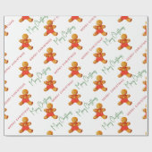 Prettig kerstfeest peperkoek man patroon script cadeaupapier (Vlak)