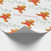 Prettig kerstfeest peperkoek man patroon script cadeaupapier (Hoek)