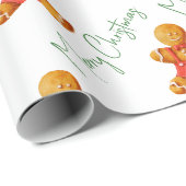 Prettig kerstfeest peperkoek man patroon script cadeaupapier (Rol Hoek)