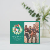 Prettig kerstfeest Pepermunt Holiday Krans Feestdagenkaart (Staand voorkant)