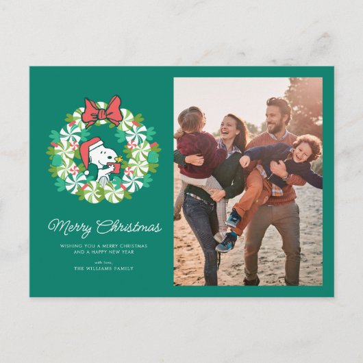 Prettig kerstfeest Pepermunt Holiday Krans Feestdagenkaart (Voorkant)