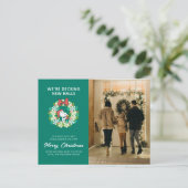 Prettig kerstfeest Pepermunt Holiday Krans Feestdagenkaart (Staand voorkant)