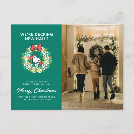 Prettig kerstfeest Pepermunt Holiday Krans Feestdagenkaart (Voorkant)