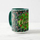 Prettig kerstfeest pepermuntstokken mok (Voorkant links)