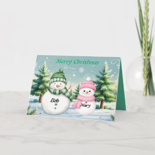 Prettig kerstfeest personaliseer paar waterverf bedankkaart
