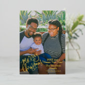 Prettig kerstfeest Persoonlijke foto goud  Folie Feestdagenkaart (Staand Voorkant)