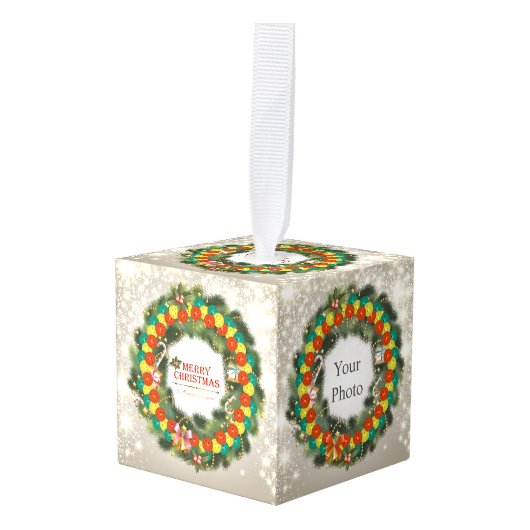 Prettig kerstfeest Pickleball 1 Aangepaste kubus k Ornament (Voorkant hoekig)