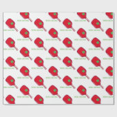 Prettig kerstfeest Pickleball Rood Paddle & Groene Cadeaupapier (Vlak)