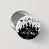 Prettig kerstfeest Pijnboom Kerstman Rendier slee Ronde Button 3,2 Cm (Voorkant /achterkant)