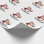 Prettig kerstfeest pinguïn cadeaupapier (Hoek)