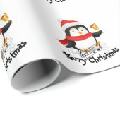 Prettig kerstfeest pinguïn cadeaupapier (Rol Hoek)