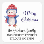 Prettig kerstfeest Pinguïn Enveloppe Zegel Sticker (Voorkant)