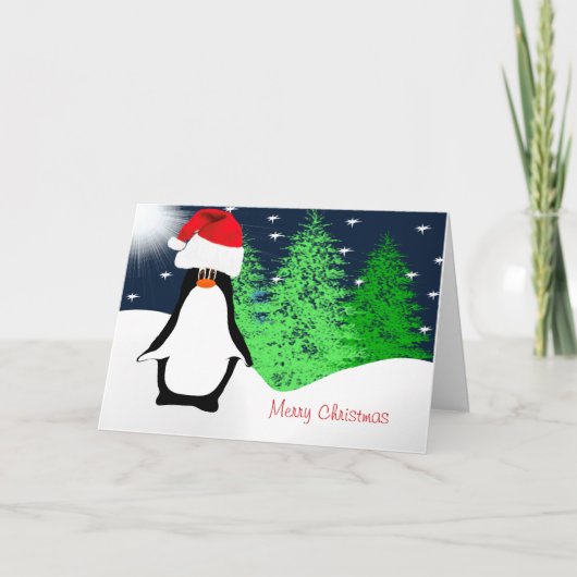 Prettig kerstfeest Pinguïn Feestdagen Kaart (Voorkant)