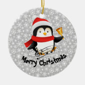 Prettig kerstfeest pinguïn keramisch ornament (Voorkant)