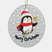 Prettig kerstfeest pinguïn keramisch ornament (Links)