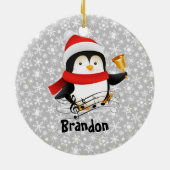 Prettig kerstfeest pinguïn keramisch ornament (Achterkant)