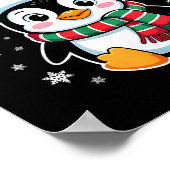 Prettig kerstfeest Pinguïn Muts Cute Kerstman Wint Poster (Hoek)