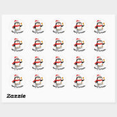 Prettig kerstfeest pinguïn ronde sticker (Vel)