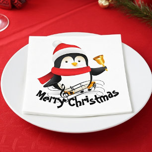 Prettig kerstfeest pinguïn servet