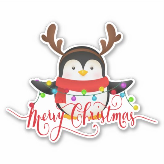 Prettig kerstfeest pinguïn Sticker (Voorkant)