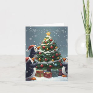 Prettig kerstfeest Pinguïn Viering Kerstkaart Feestdagen Kaart