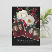 Prettig kerstfeest Pioen Bloemrijke feestdagen 2 f Feestdagenkaart (Staand voorkant)